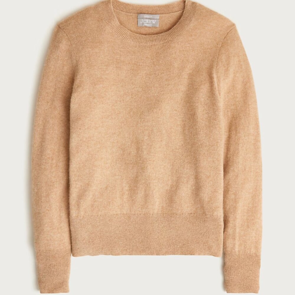 J. Crew Cashmere classic-fit crewneck sweater heather camel Small